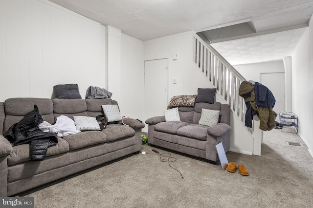 living room with carpet