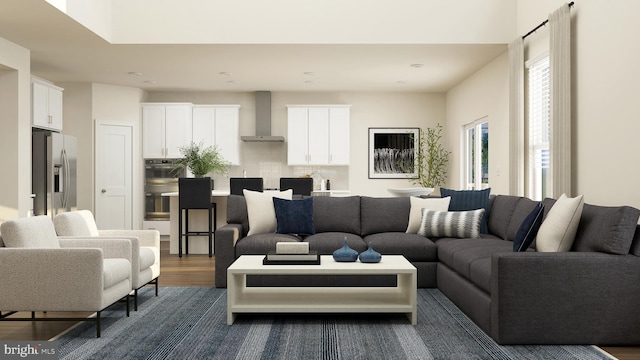 living room featuring dark hardwood / wood-style flooring