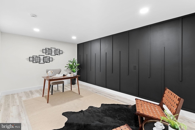 office space featuring light hardwood / wood-style floors