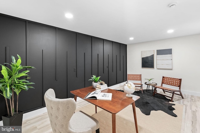 home office featuring light wood-type flooring