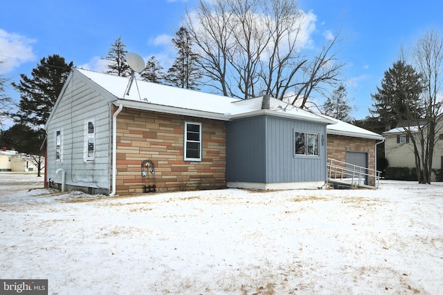 exterior space with a garage