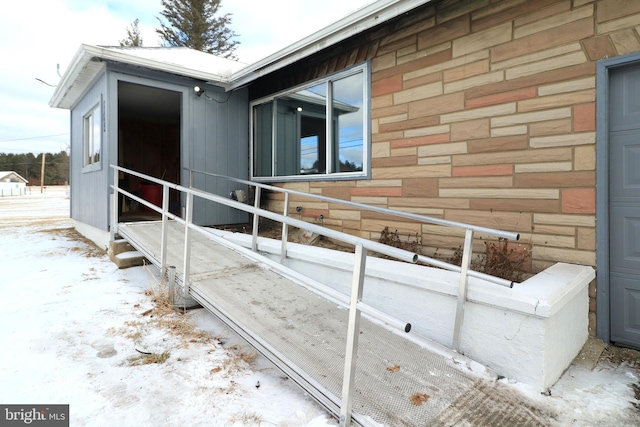 view of snow covered exterior