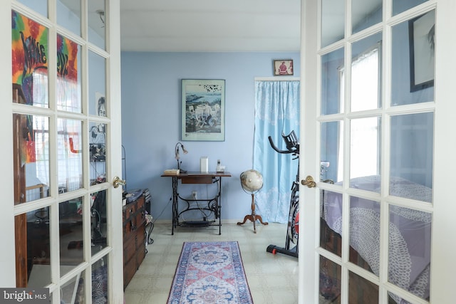 interior space featuring french doors