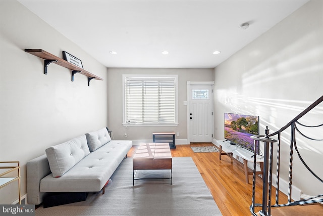 living room featuring light wood-type flooring