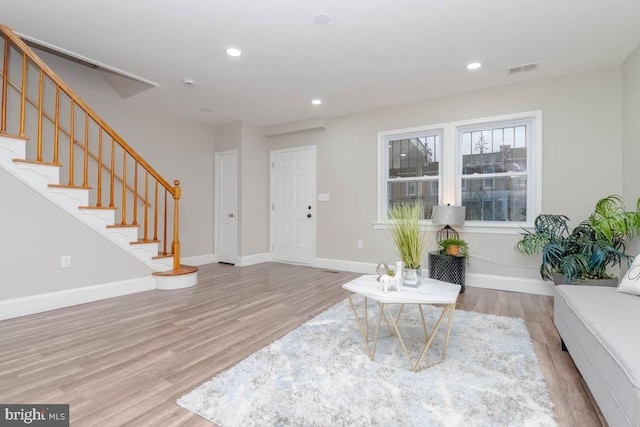 living room featuring light hardwood / wood-style floors