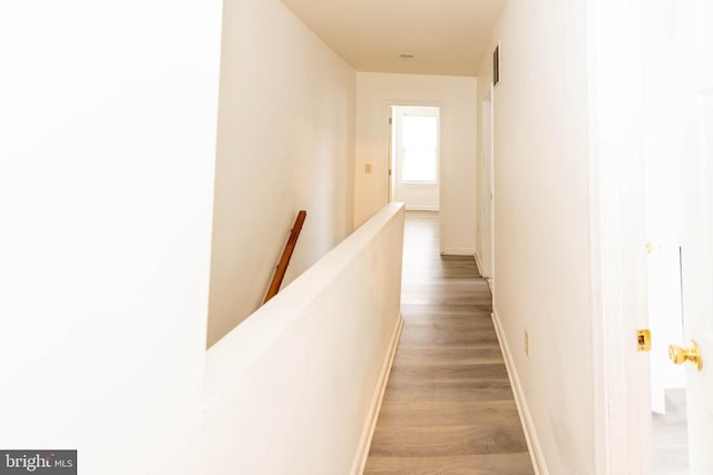 corridor featuring wood-type flooring