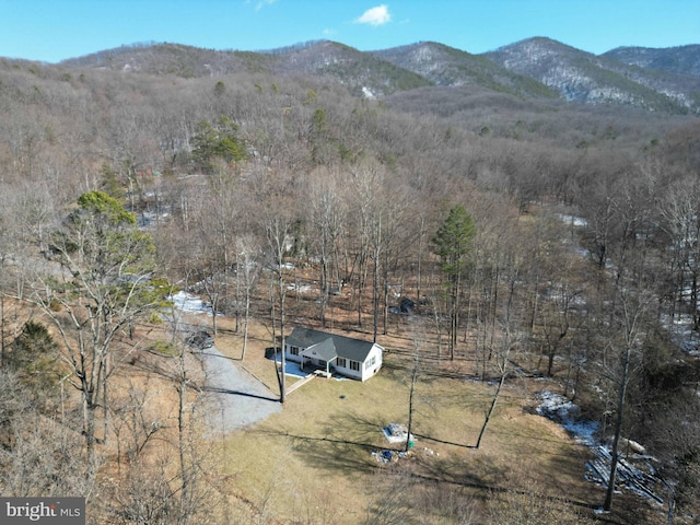 bird's eye view featuring a mountain view