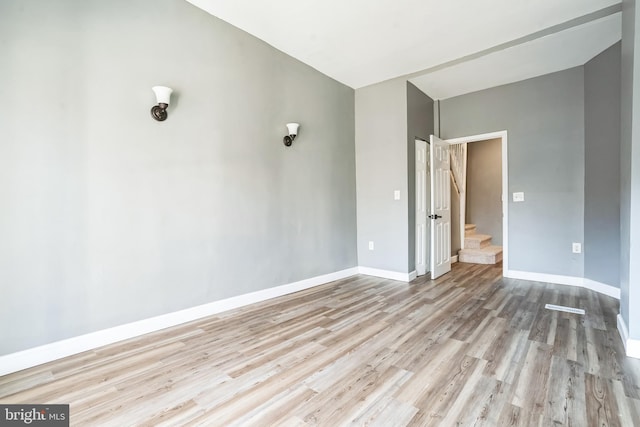 empty room featuring light hardwood / wood-style floors