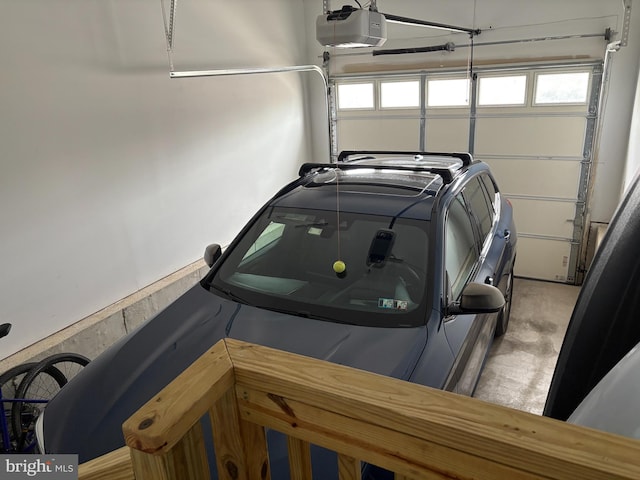 garage with a garage door opener