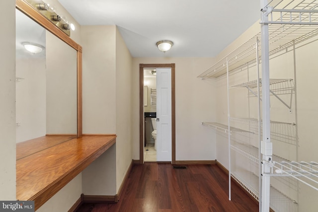 walk in closet featuring wood finished floors
