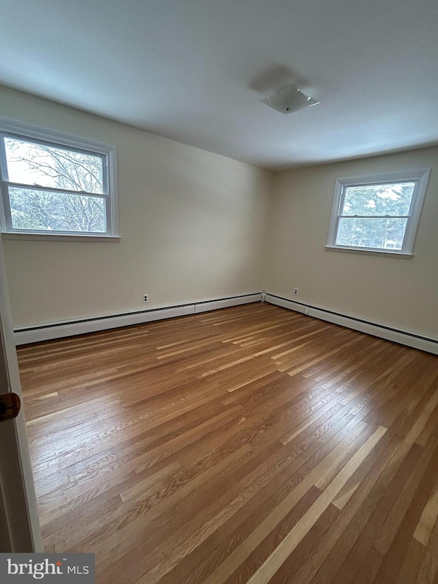 spare room featuring light hardwood / wood-style flooring