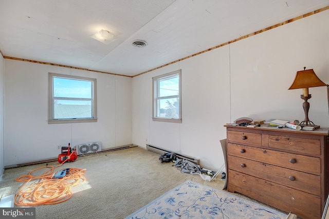 bedroom featuring carpet and visible vents