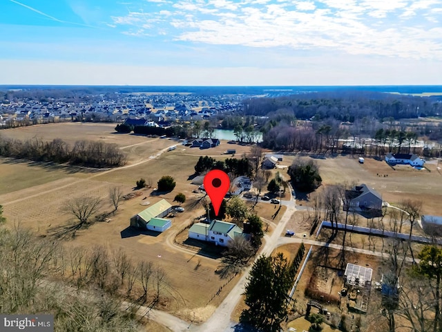 aerial view featuring a rural view