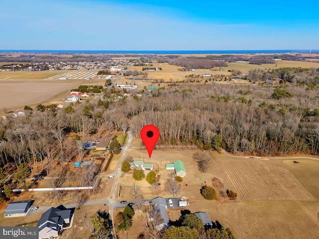 aerial view with a rural view