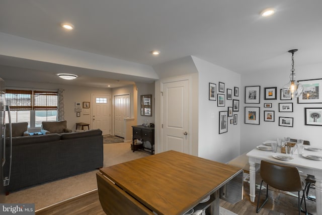 dining area with recessed lighting