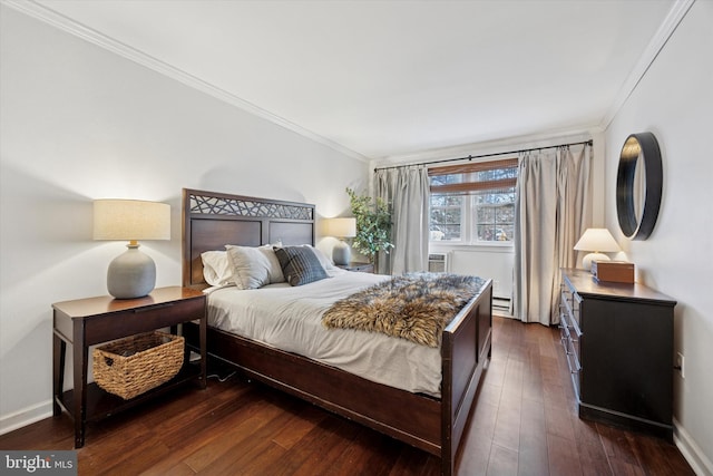 178 Elephant Rd Unit B21, Dublin, PA 18917 - bedroom with ornamental molding, a baseboard radiator, dark wood finished floors, and baseboards