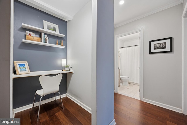 178 Elephant Rd Unit B21, Dublin, PA 18917 - home office with built in desk, hardwood / wood-style flooring, ornamental molding, baseboards, and recessed lighting