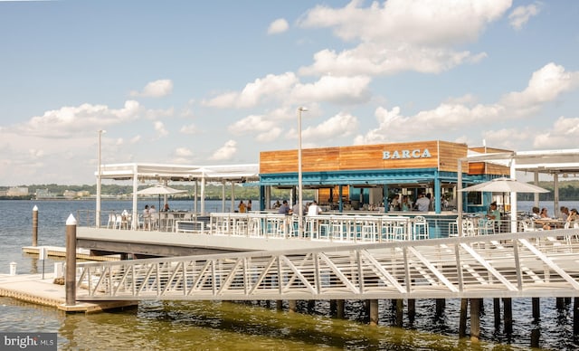view of dock featuring a water view