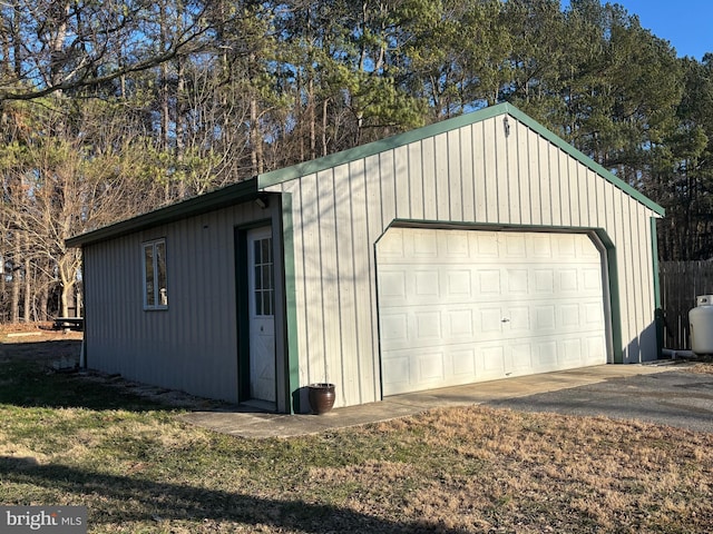 view of detached garage
