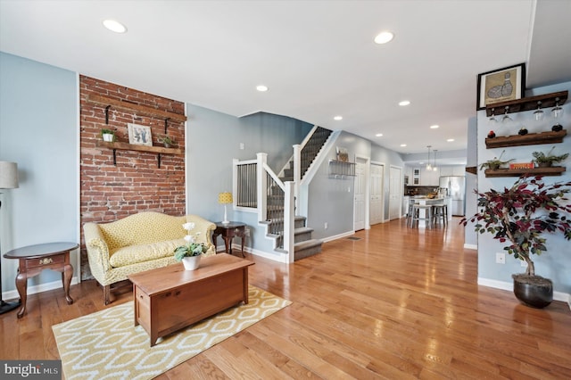 living room featuring light hardwood / wood-style flooring