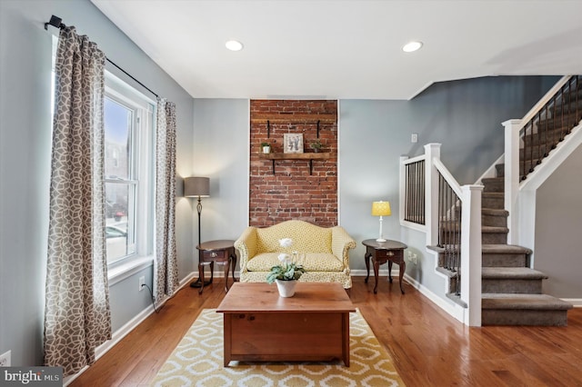 living room with hardwood / wood-style flooring