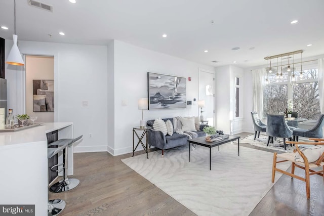 living room with hardwood / wood-style flooring