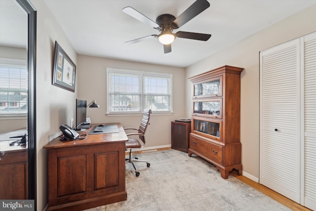 office featuring ceiling fan