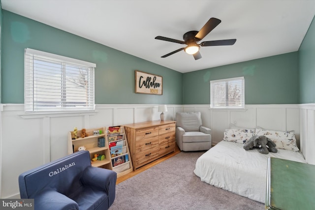 bedroom featuring ceiling fan