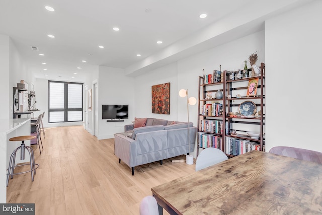 living room with light wood-type flooring