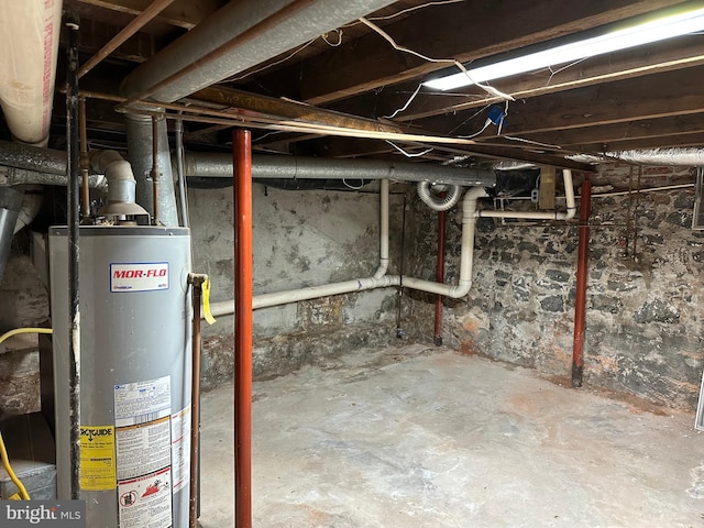 basement with water heater