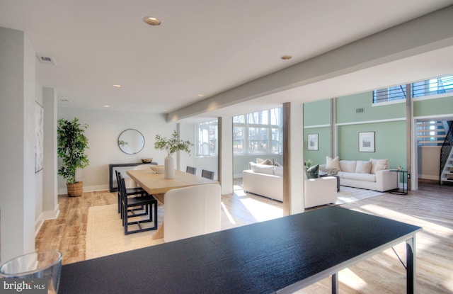 dining area featuring light hardwood / wood-style floors