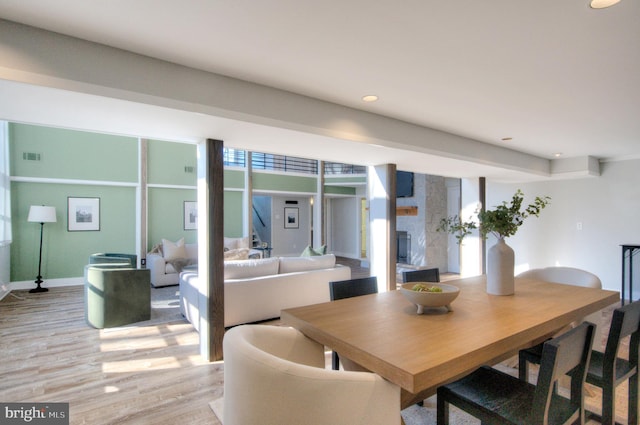 dining area featuring light hardwood / wood-style floors