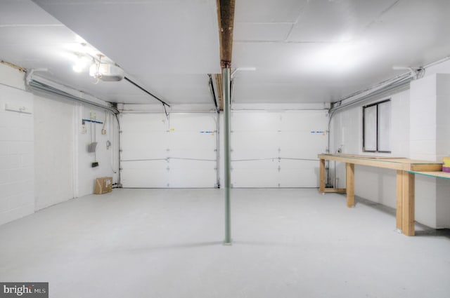 garage with a garage door opener