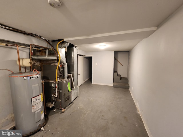 basement with electric water heater