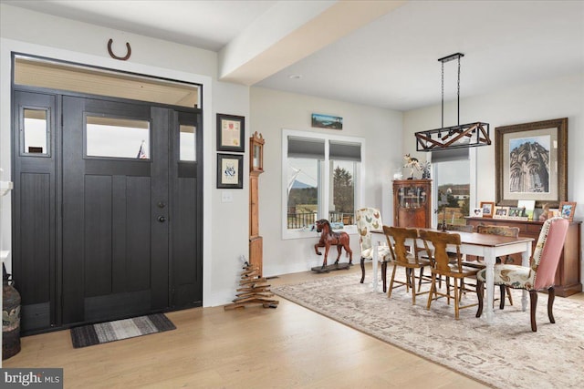 foyer entrance featuring wood finished floors