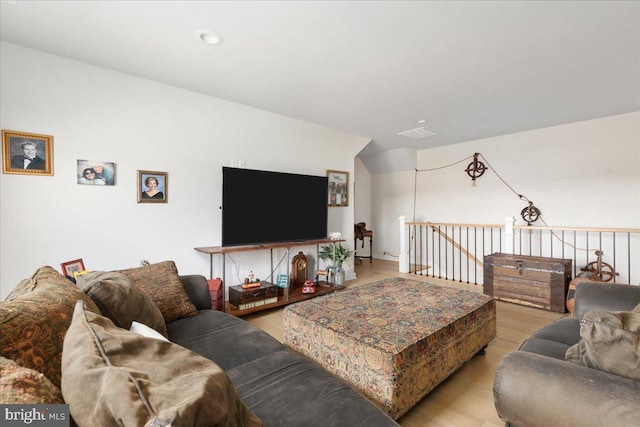 living area with light wood-style flooring