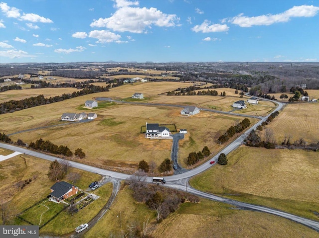 bird's eye view with a rural view