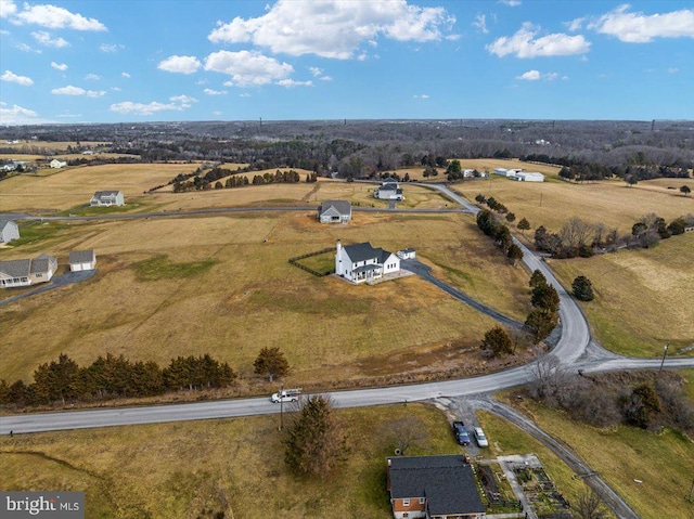 drone / aerial view with a rural view