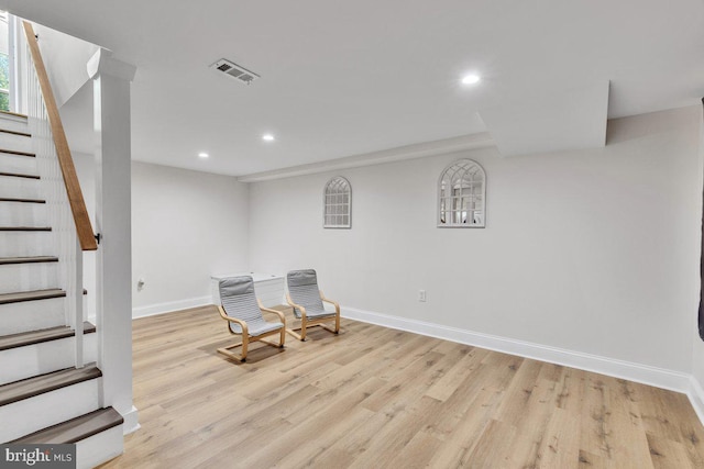 unfurnished room featuring light hardwood / wood-style floors