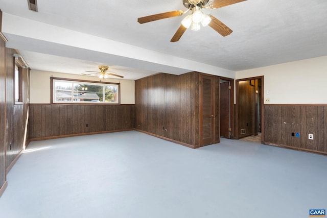 spare room featuring wooden walls