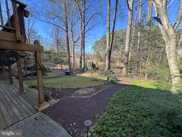 6508 Lakeview Dr, Falls Church, VA 22041 - view of green lawn with a deck