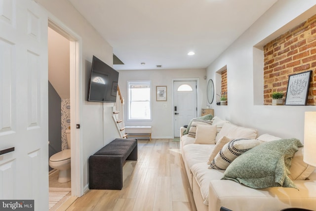 living room featuring light hardwood / wood-style floors