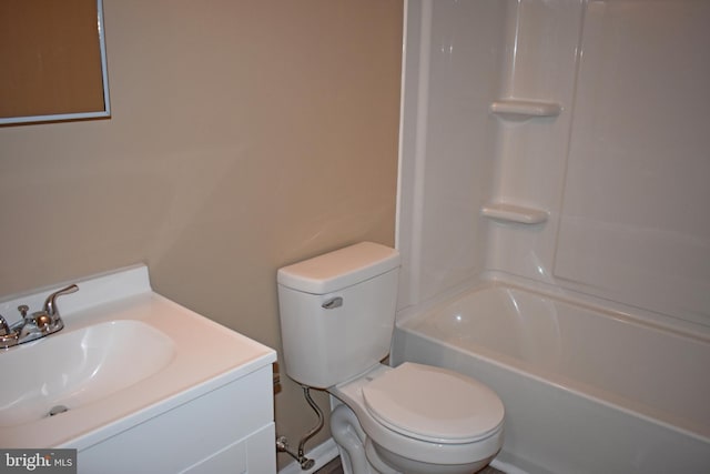 full bathroom featuring vanity, toilet, and tub / shower combination