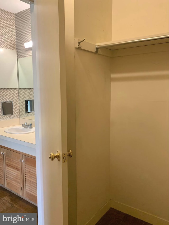 walk in closet featuring a sink