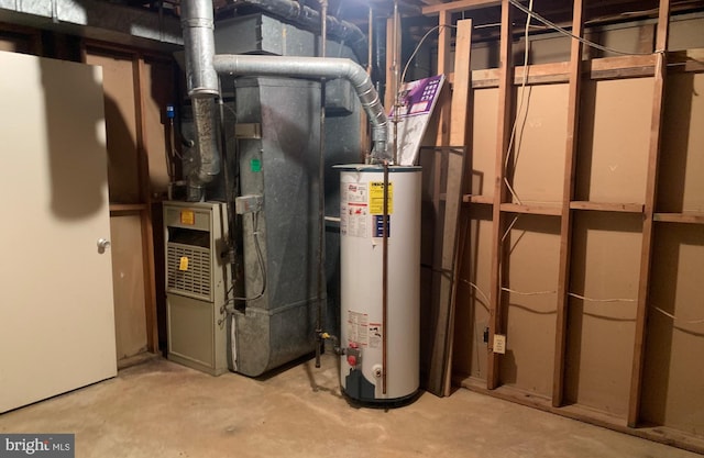 utilities featuring gas water heater and heating unit