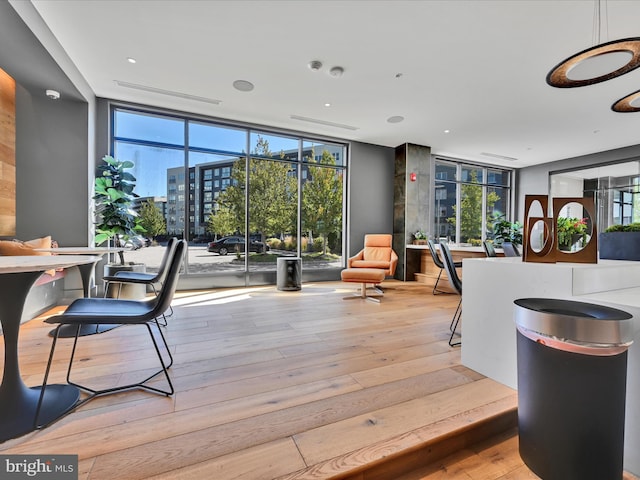 reception area featuring a view of city