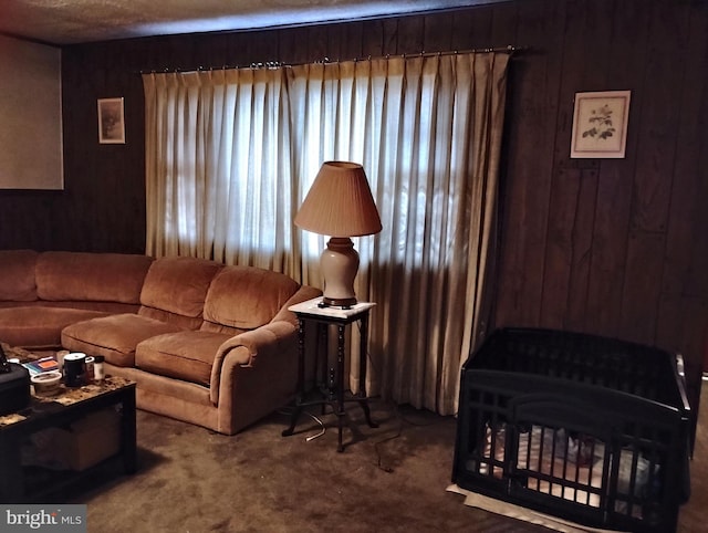 living room featuring carpet floors