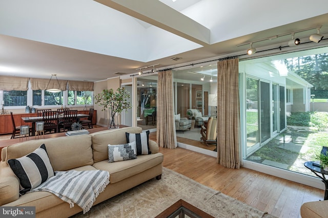 74 Wilson Rd, Princeton, NJ 08540 - living area with track lighting, wood finished floors, and visible vents