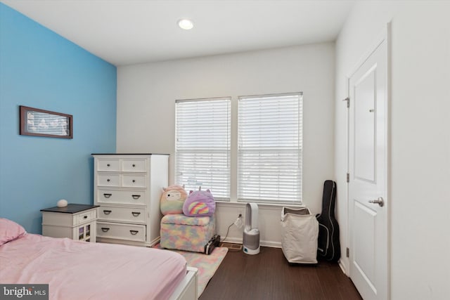 bedroom featuring dark wood-type flooring