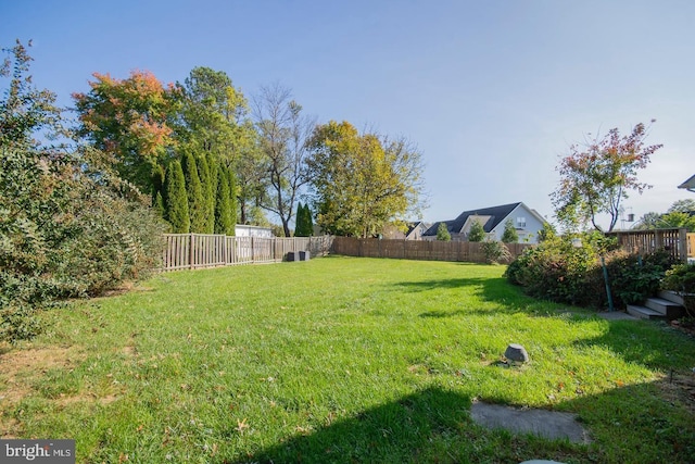 view of yard featuring a fenced backyard